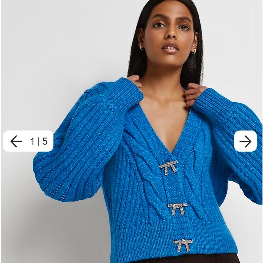 River Island Women's Blue/Turquoise Cardigan NWT Size M